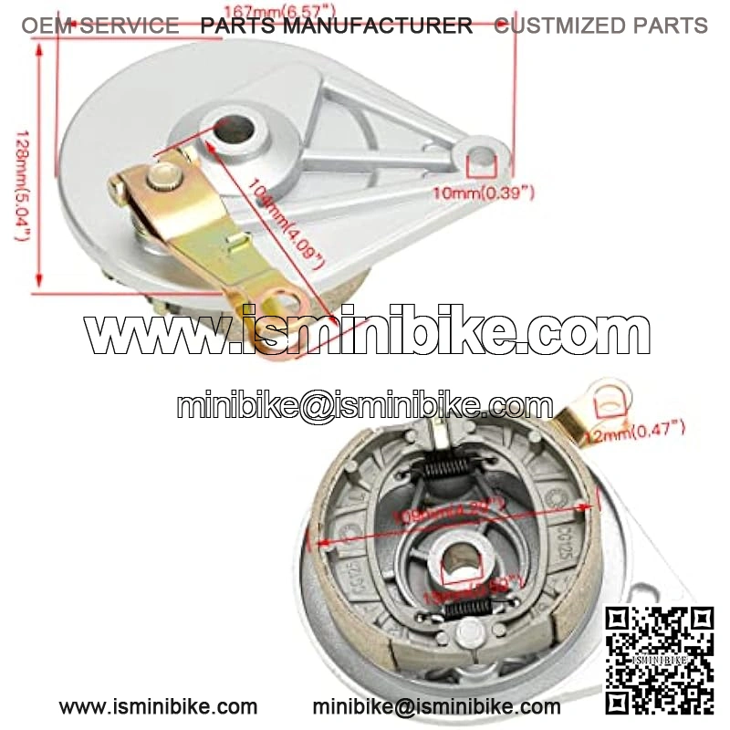 Mini Bike Rear Drum Brake Cover Shoes Assembly for Baja Warrior Heat Massimo MB165 MB200 196cc 200cc 6.5hp Motorsports Mini Bike Motor Silver Parts - Image 3