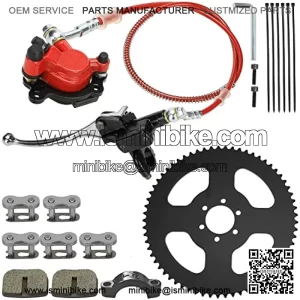 65 Teeth #35 Chain Rear Sprocket Hydraulic Brake Master Cylinder Assembly for 79cc 97cc 100cc 2.8hp Coleman Trail CT100U CC100X RT100 Baja Doodle Bug DB30 Motovox MBX10 MBX11 Mini Bike Parts