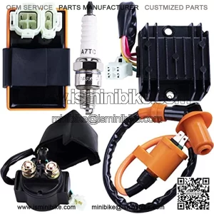 CNCMOTOK High Performance Racing GY6 Ignition Coil Voltage Regulator Rectifier Solenoid Relay 6 Pin AC CDI Spark Plug Kit for 50cc 125cc 150cc ATV Quad Go Kart Moped Scooter,$18.41