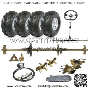 32" Rear Axle Kit Complete Wheels Front Steering Wheel Assembly for Go kart ATV