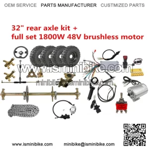 32" Go kart Rear Live Axle kit 6" Wheels 1800w 48V Electric Motor for ATV Trike