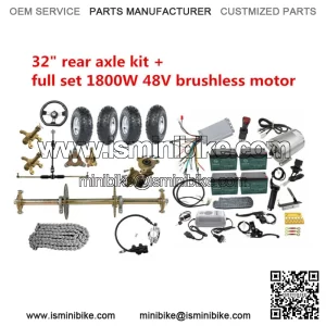 32" Go Kart Rear Axle Kit 6" Wheels 1800W 48V Electric Motor Kit Trike Quad ATV
