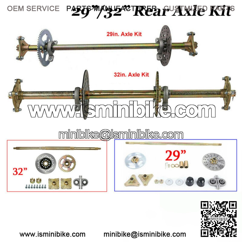 Go Kart Rear Live Axle Kit Sprocket Brake Wheel Hub 29" 32" ATV Quad Trike Bikes