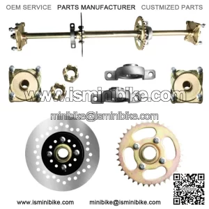 For Go Kart Quad Trike Rear Axle Shaft Assembly Kit 815mm w/ Sprocket Brake Disc
