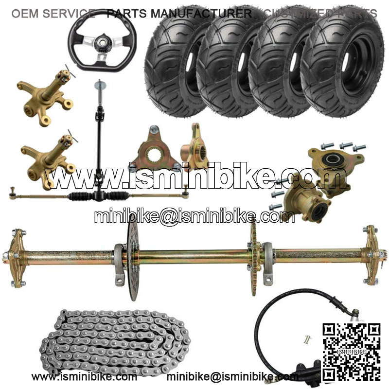 32" Go Kart Rear Live Axle Kit 6" Wheels Sprocket Rotor Brake 3 Stud Wheel Hub
