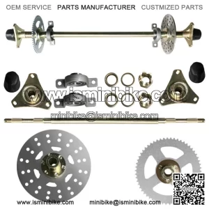 For Go Kart ATV Quad Buggy Mini Bike Rear Axle Assembly w/ Brake Disc Sprocket