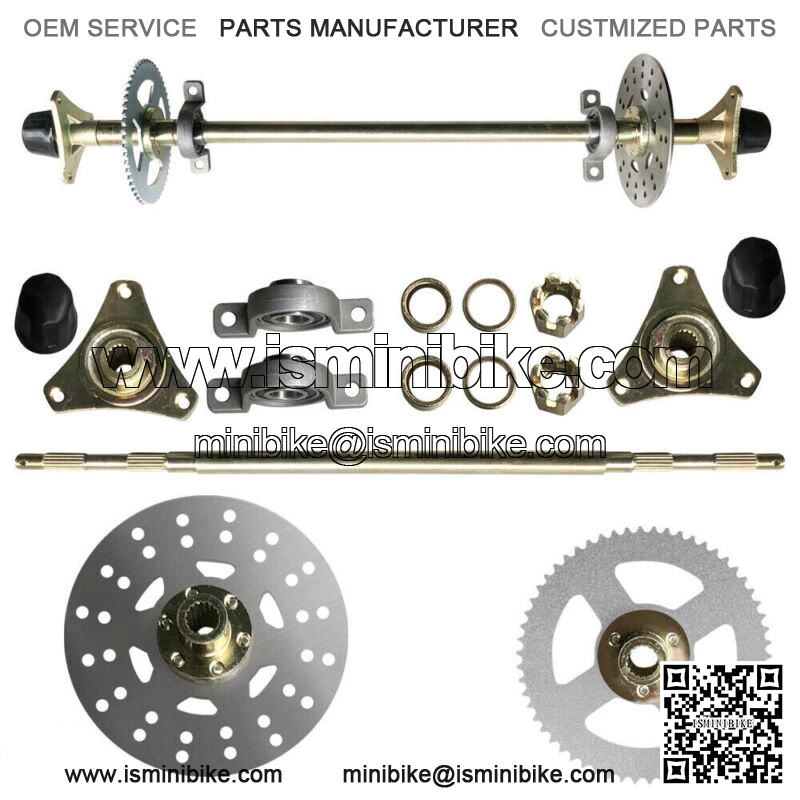 For Go Kart ATV Quad Buggy Mini Bike Rear Axle Assembly w/ Brake Disc Sprocket