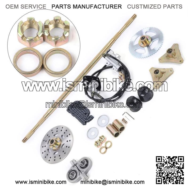 740mm Complete Rear Axle Kit + Brake Assembly+Pillow Blocks for Go Kart ATV Quad
