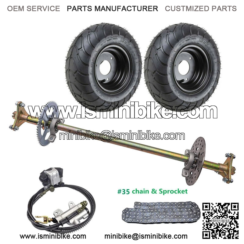 29" Go Kart Rear live Axle kit #35 Chain Sprocket+6" Wheels ATV Quad Drift Cart