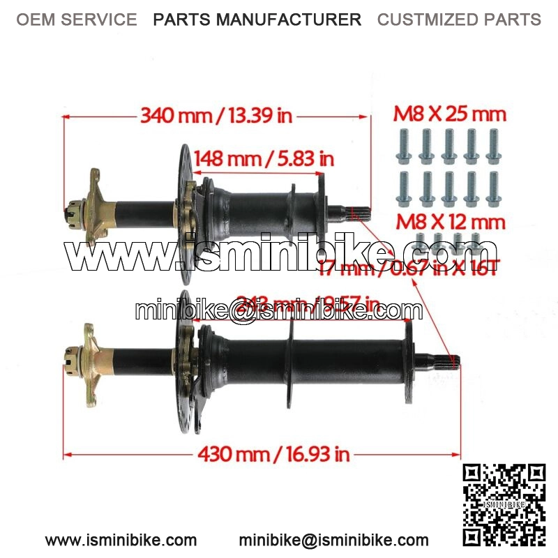 760mm Differential Rear Axle Kit + Hubs Disc Brake Drive Shaft Go Kart Buggy ATV